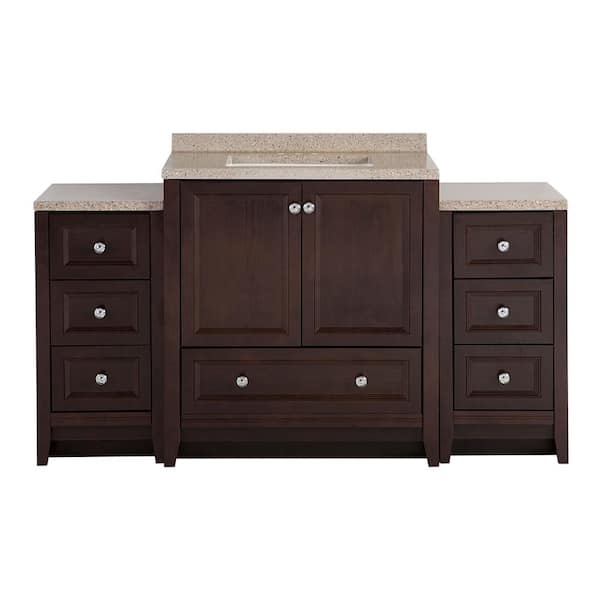Delridge Bath Suite with 31 in. W Bathroom Vanity, Vanity Top, and 2 Linen Towers in Chocolate