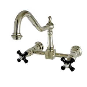 Duchess 2-Handle Wall-Mount Standard Kitchen Faucet in Polished Brass