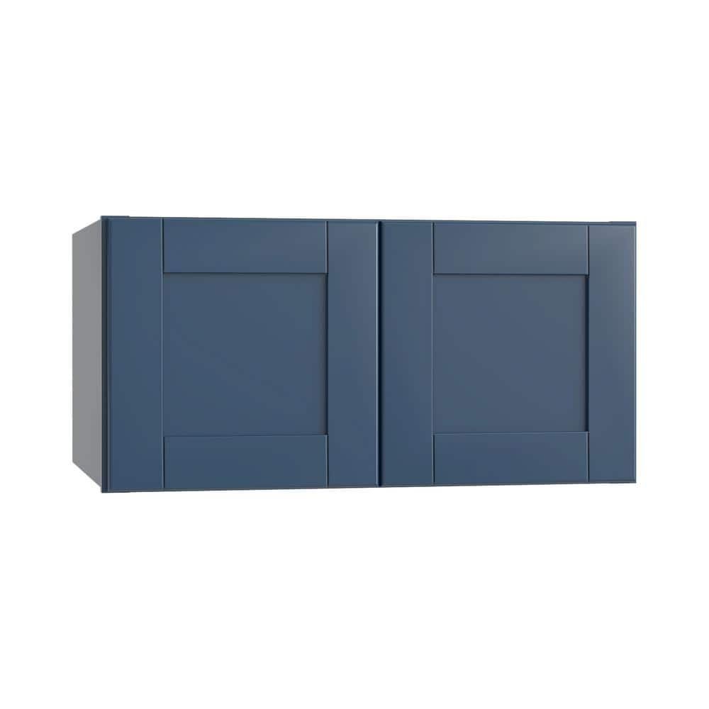 Home Decorators Collection Washington Vessel Blue Plywood Shaker Assembled Base 1 Drawer Kitchen Cabinet Soft Close 27 in W x 24 in D x 34.5 in H