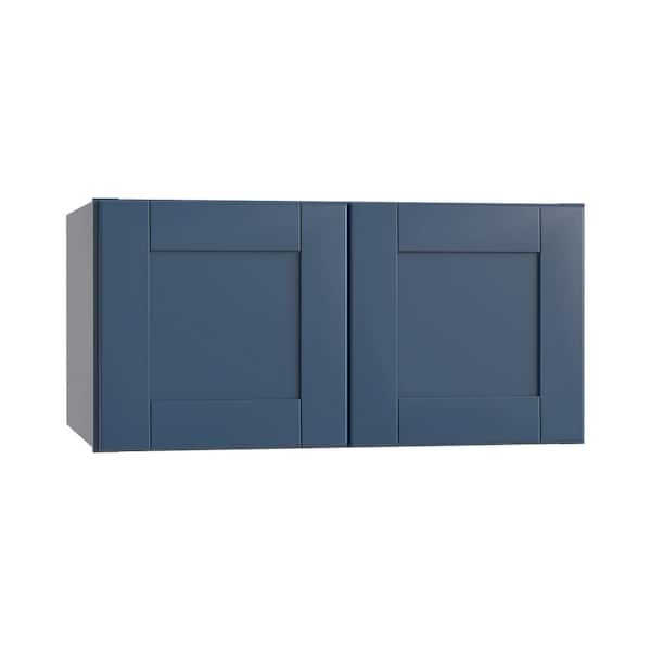 Home Decorators Collection Washington Vessel Blue Plywood Shaker Assembled Wall Kitchen Cabinet Soft Close 36 in W x 24 in D x 15 in H