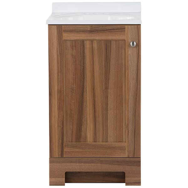 Glacier Bay 18 in. W x 17 in. D x 35 in. H Single Sink  Bath Vanity in Caramel Mist with White Cultured Marble Top