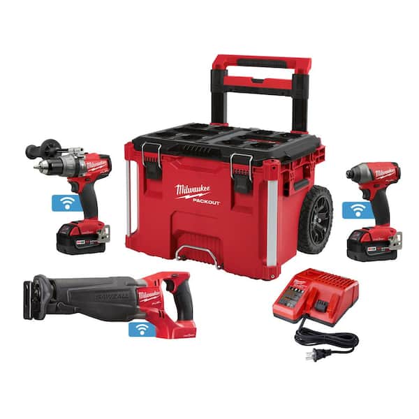 M18 18-Volt Lithium-Ion Cordless Combo Tool Kit (6-Tool) with Hole Saw Set (13-Piece) and PACKOUT Rolling Tool Box M18 18-Volt Lithium-Ion Cordless Combo Tool Kit (6-Tool) with Hole Saw Set (13-Piece) and PACKOUT Rolling Tool Box