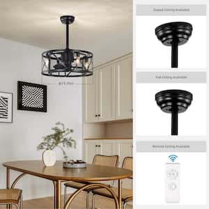 19.76 in. Indoor Matte Black Ceiling Fan with Remote Control