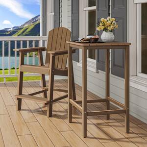 Edington Brown Outdoor Patio Bar Table for Tall Adirondack Chairs