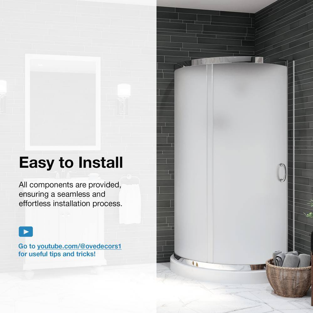 36 in. Frosted Glass Corner Shower Kit with Chrome Finish