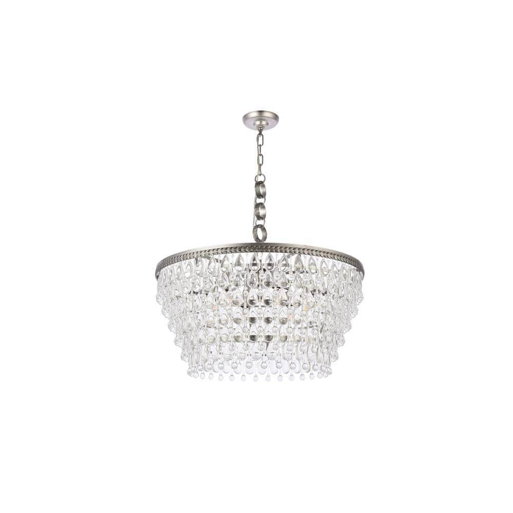 Nordic Ice 6-Light Antique Silver Chandelier with Royal Cut Clear Crystals