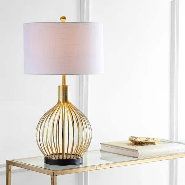 JONATHAN Y Baird 29.5 in. Gold Leaf LED Metal Table Lamp