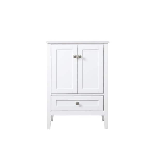 24 in. W x 19 in. D x 34 in. H Bath Vanity in White with Calacatta White Engineered Marble Top