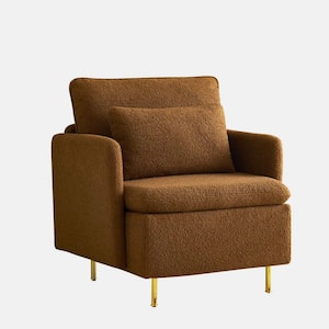 Orange Sherpa Upholstered Cozy Comfy Armchair with Slim Armrest