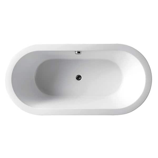 Virtu USA Serenity 5.8 ft. Center Drain Soaking Tub in White