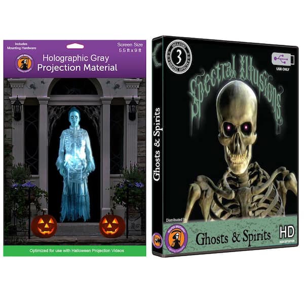 Spectral Illusions Ghosts and Spirits Halloween Digital Decoration on USB with 5.5 ft x 9 ft gray screen
