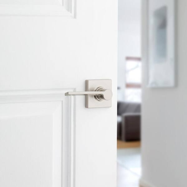Ladera Satin Nickel Hall and Closet Door Lever with Square Trim Featuring Microban Antimicrobial Technology Ladera Satin Nickel Hall and Closet Door Lever with Square Trim Featuring Microban Antimicrobial Technology