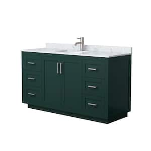 Miranda 60 in. W x 22 in. D x 33.75 in. H Single Bath Vanity in Green with White Carrara Marble Top