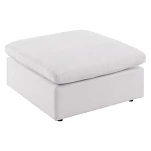 Commix Aluminum Outdoor Patio Ottoman with White Cushion