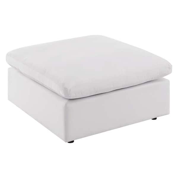 MODWAY Commix Aluminum Outdoor Patio Ottoman with White Cushion