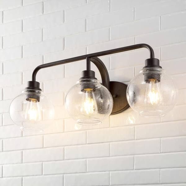 JONATHAN Y Sandrine Iron/Seeded Glass Cottage Rustic 6.5-in 1-Light Oil...
