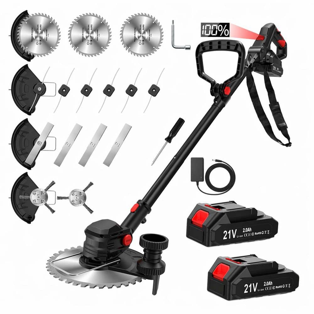 21V Cordless Weed Wacker and Lawn Edger with 4-in-1 Cutting Kit and 2 Batteries, Black price history on PriceWatchPro