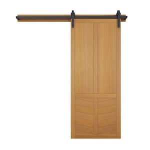 The Robinhood 30 in. x 84 in. Sands Wood Sliding Barn Door with Hardware Kit in Stainless Steel
