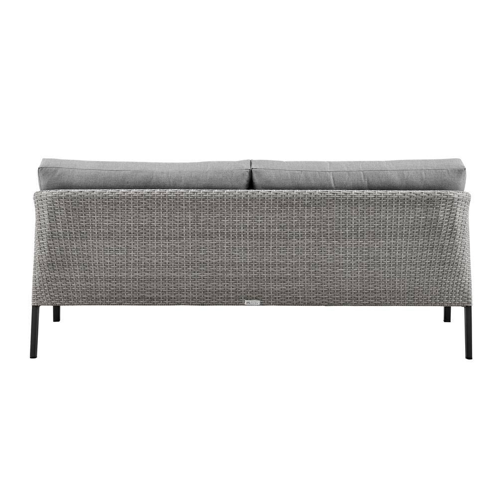 Palma Black Wicker and Aluminum Outdoor Sofa with Dark Gray Cushions