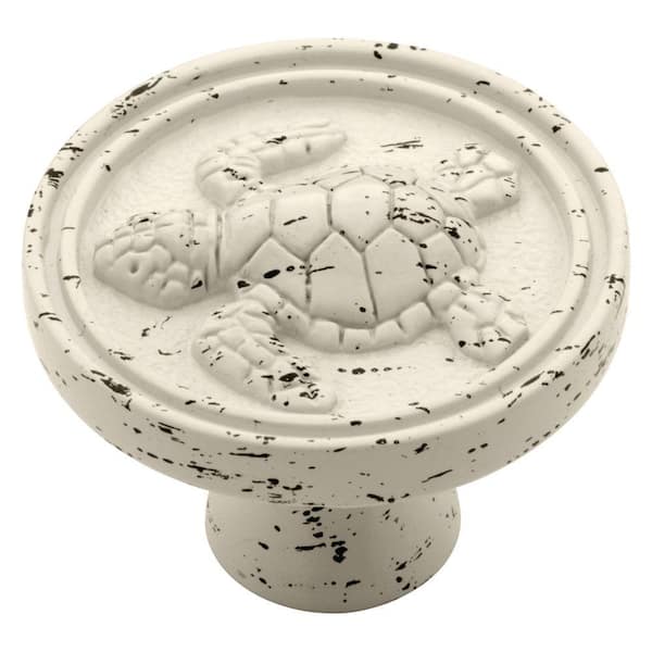 Liberty Seaside Cottage 1-3/8 in. (35mm) Antique White Turtle Round Cabinet Knob