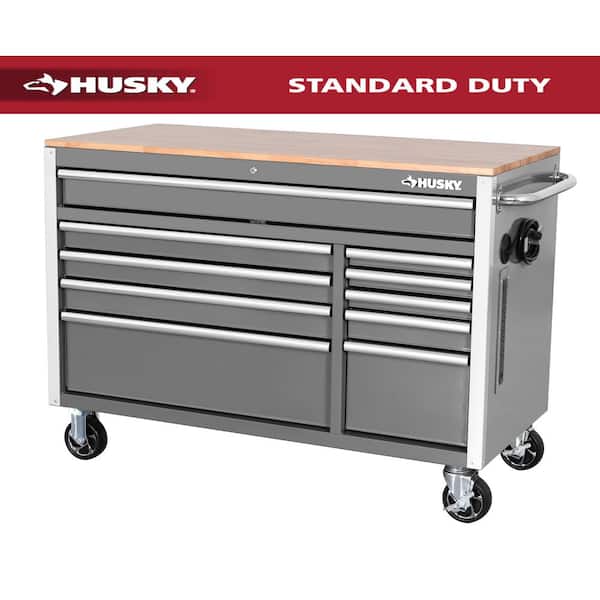 Tool Storage 52 in. W x 25 in. D Standard Duty Gloss Gray Mobile Workbench Tool Chest