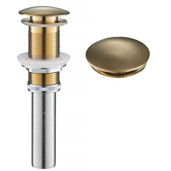 Kraus Brass 2 6 In Pop Up Drain For Bathroom Sink Without Overflow Brushed Gold Pu 10bg The Home Depot - Delta Bathroom Sink Drain Without Overflow