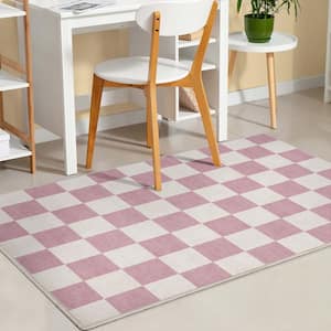 Pink 3 ft. 3 in. x 5 ft. Flat-Weave Apollo Square Modern Geometric Boxes Area Rug