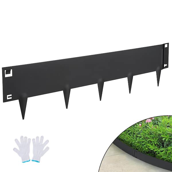SVOPES Steel Landscape Edging-5-Pack. 39 in. L x 3 in. H strips. Hammer-in border. Bendable for yard, garden, lawn. Black