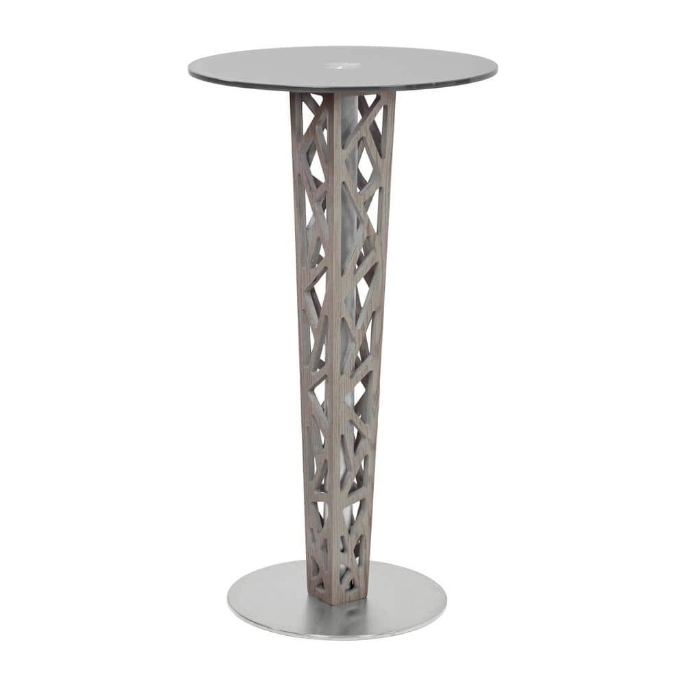 Crystal Gray Walnut Veneer Column and Brushed Stainless Steel with Gray Tem
