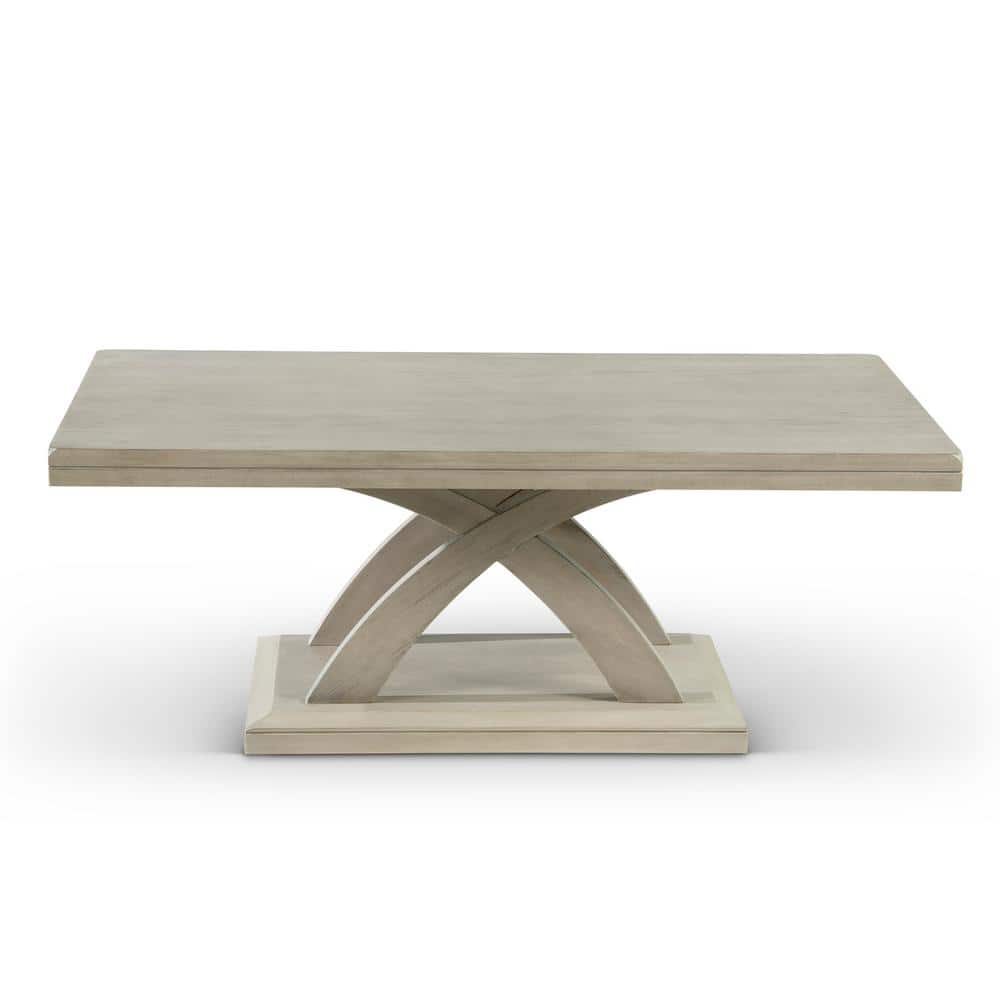 Transitional Gray Wood Rectangular Cocktail Table, 48"W