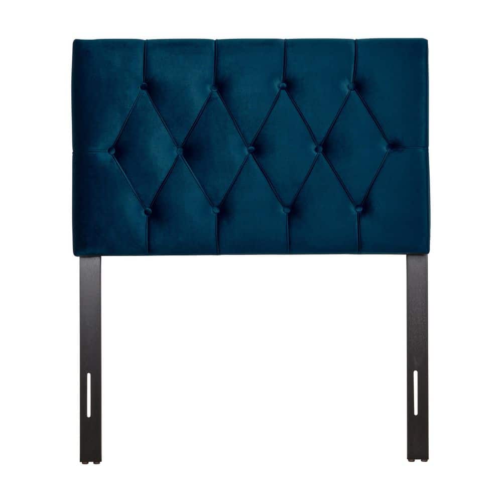 CorLiving Catalina Adjustable Navy Blue Twin Upholstered Headboard with Diamond Tufting BOS121