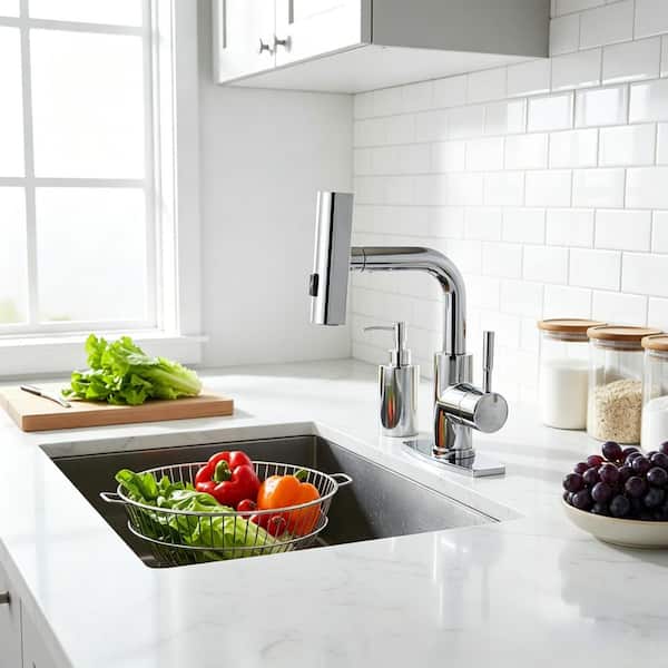 11.3 in. Single Handle Pull Down Sprayer Kitchen Faucet with Advanced Spray and 360° Spout Swivel in Polished Chrome