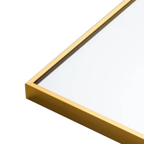 Neutype 51 inchx16 inch Rectangular Full Length Floor Mirror with Stand Gold, Size: 50 x 16