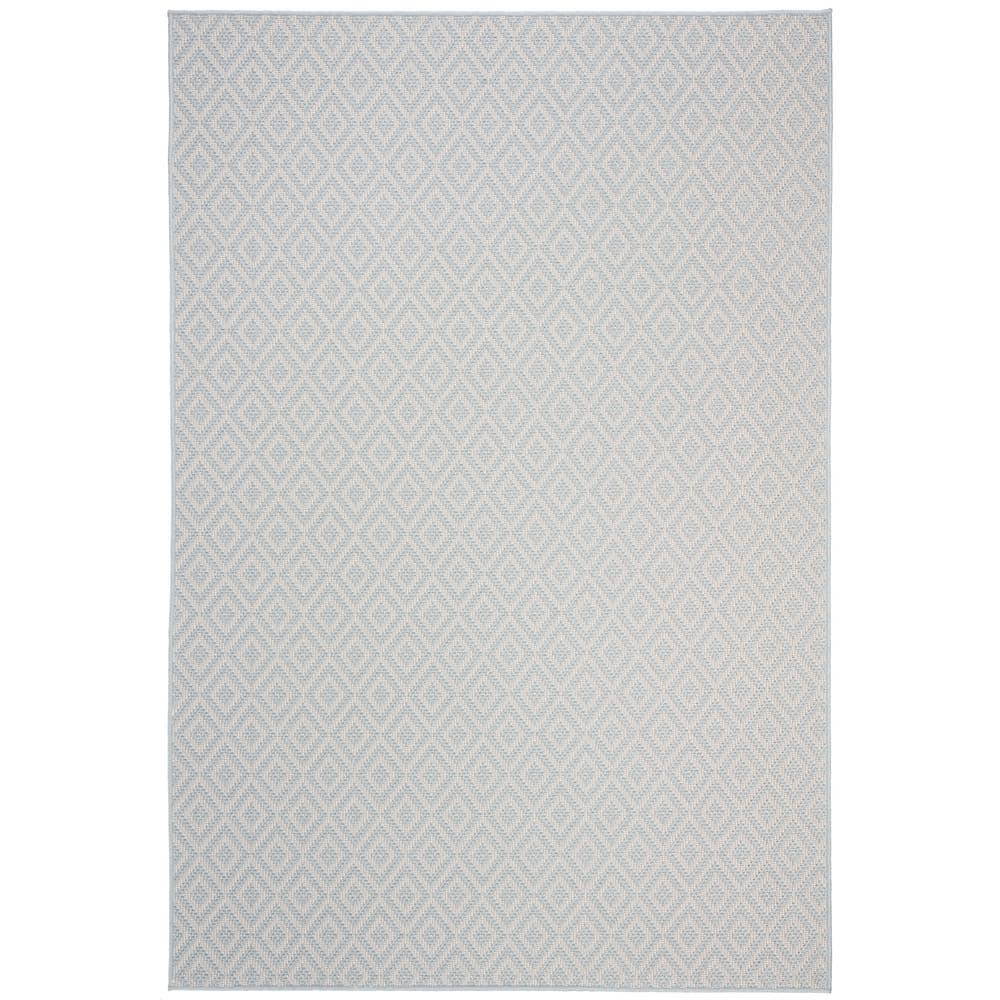 Light Blue Synthetic Flat Woven Rectangular Indoor/Outdoor Rug