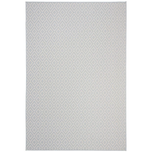 SAFAVIEH Bermuda Light Blue/Cream Doormat 3 ft. x 5 ft. Geometric Indoor/Outdoor Area Rug