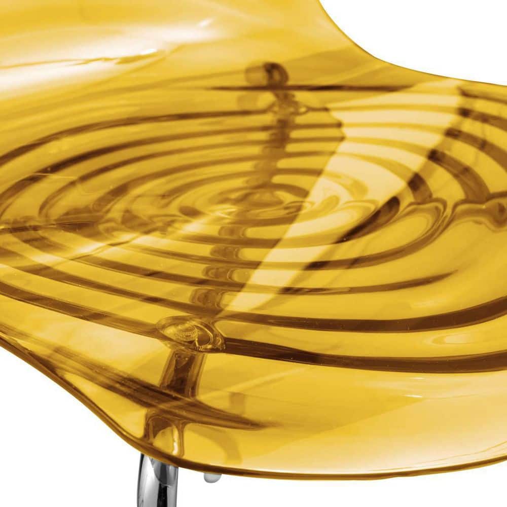 High Astor Transparent Orange Metal Side Chair with Water-Drip Design