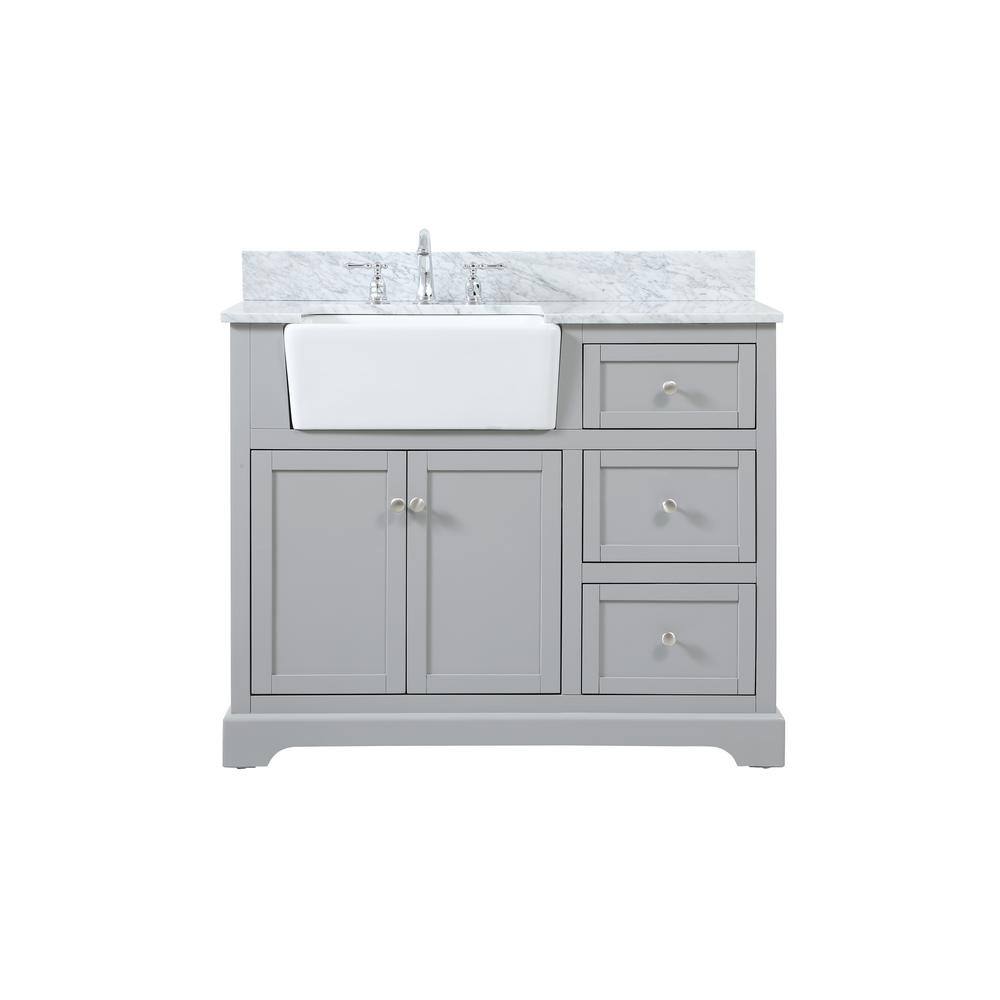 Timeless Home 42 in. W x 22 in. D x 34.75 in. H Bath Vanity in Grey with Ca