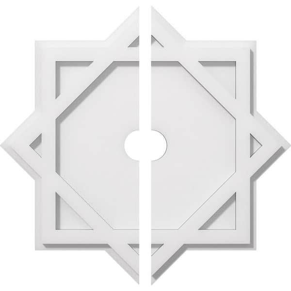 Ekena Millwork 1 in. P X 10 in. C X 18 in. OD X 2 in. ID Axel Architectural Grade PVC Contemporary Ceiling Medallion, Two Piece