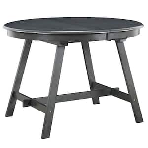 Gray Wood Round Extendable Dining Table