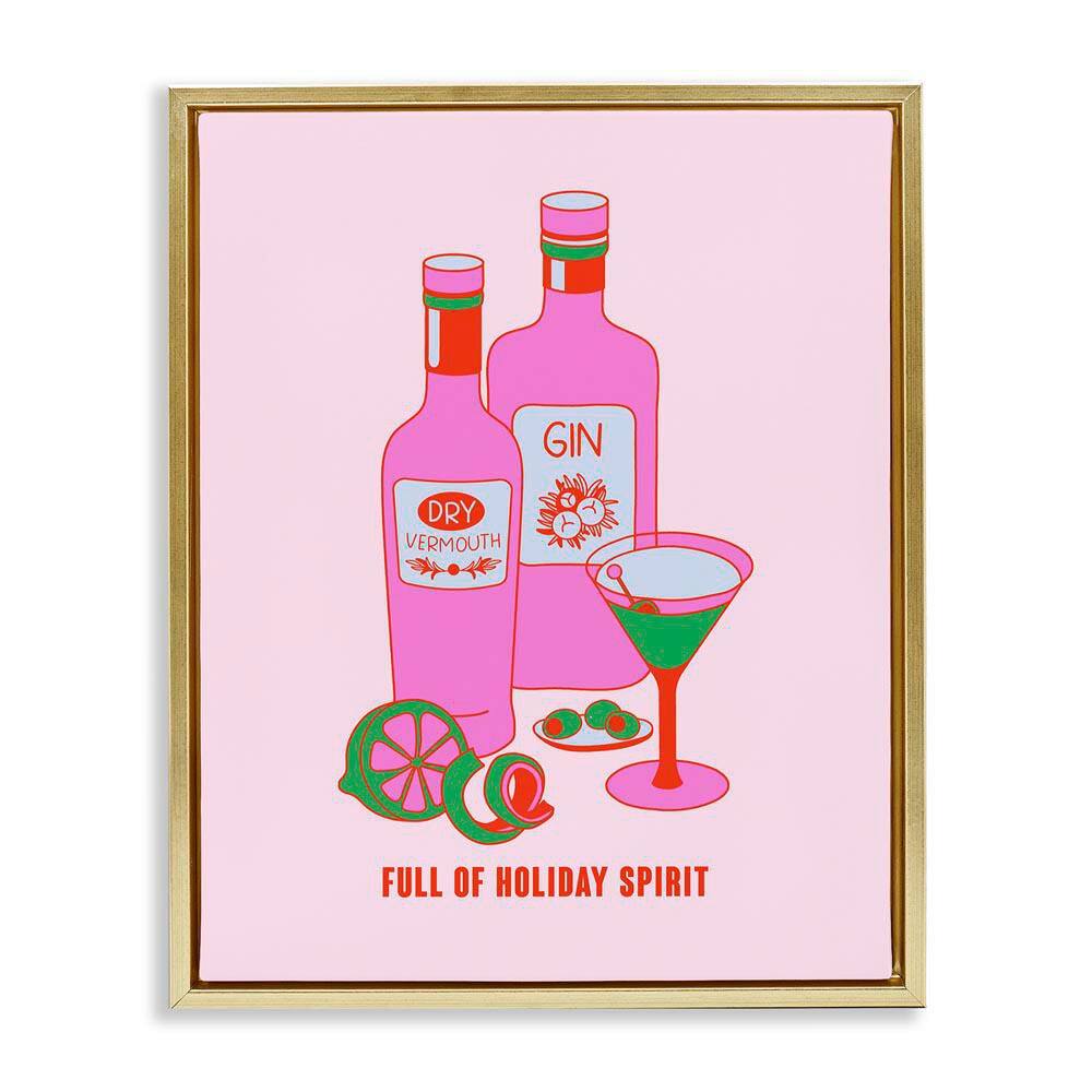 Funny Holiday Spirit Drinks by House of Lulu Gold Floater Frame Food Graphic Art Print 31 in. x 25 in. price history on PriceWatchPro