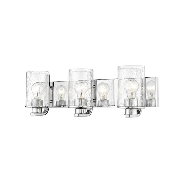 Unbranded Beckett 23 in. 3-Light Chrome Vanity Light with Glass Shade