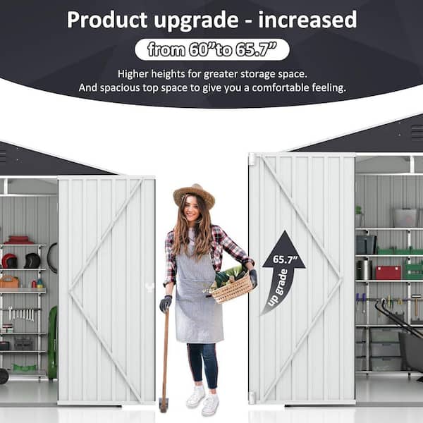 NETAJE 7.7 ft. W x 7.7 ft. D Metal Outdoor Storage Shed with