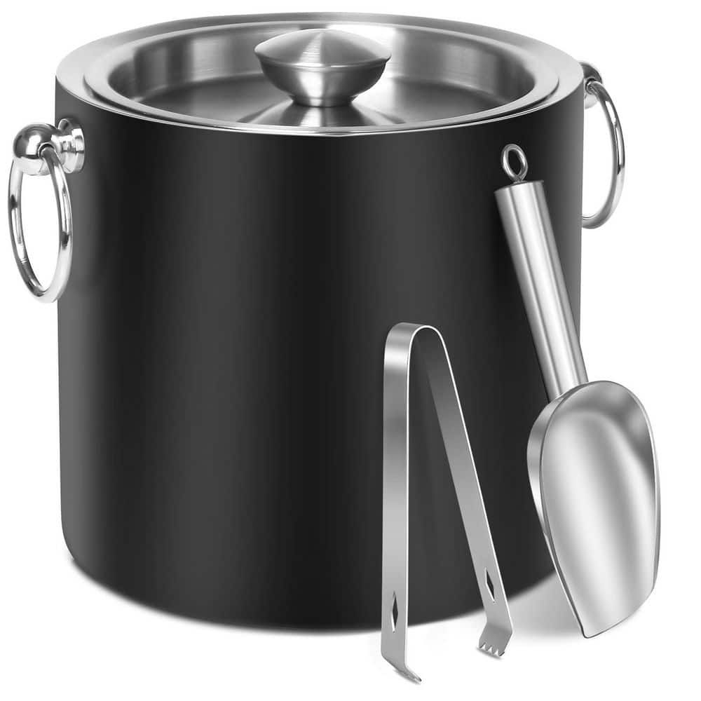 3L Black Insulated Stainless Steel Ice Bucket with Lid and Tong for Parties, Chilling Cocktail, Wine and Champagne price history on PriceWatchPro
