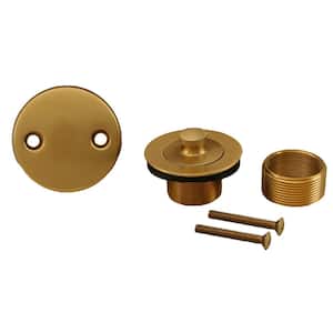 Lift and Turn Bath Tub Drain Conversion Kit with 2-Hole Overflow Plate in Brushed Bronze