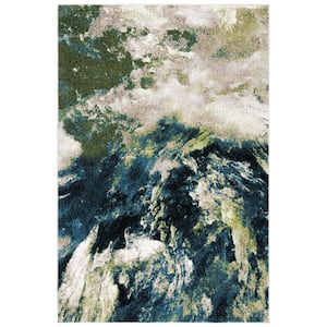 Glacier Navy/Green 4 ft. x 6 ft. Abstract Area Rug