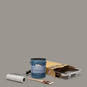 1 gal. #N360-4 Battleship Gray Extra Durable Satin Enamel Interior Paint and 5-Piece Wooster Set All-in-One Project Kit