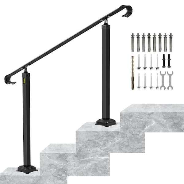 VEVOR Fit 1 to 3 Steps Outdoor Stair Railing Wrought Iron Handrail Transitional Hand railings Handrails for Outdoor Steps