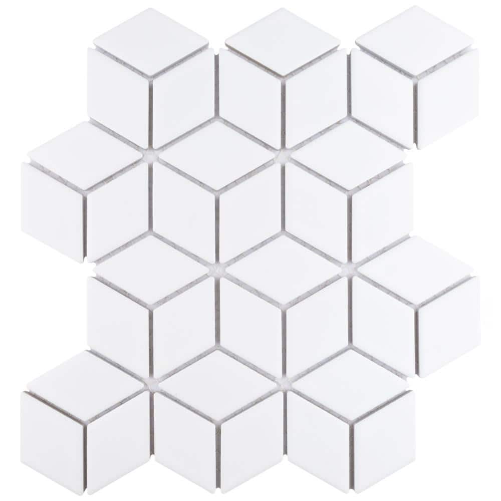 Merola Tile Hudson Rhombus Matte White 10 1 4 In X 11 3 4 In