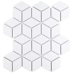 Hudson Rhombus Matte White 10-1/4 in. x 11-3/4 in. Porcelain Mosaic Tile (8.6 sq. ft./Case)