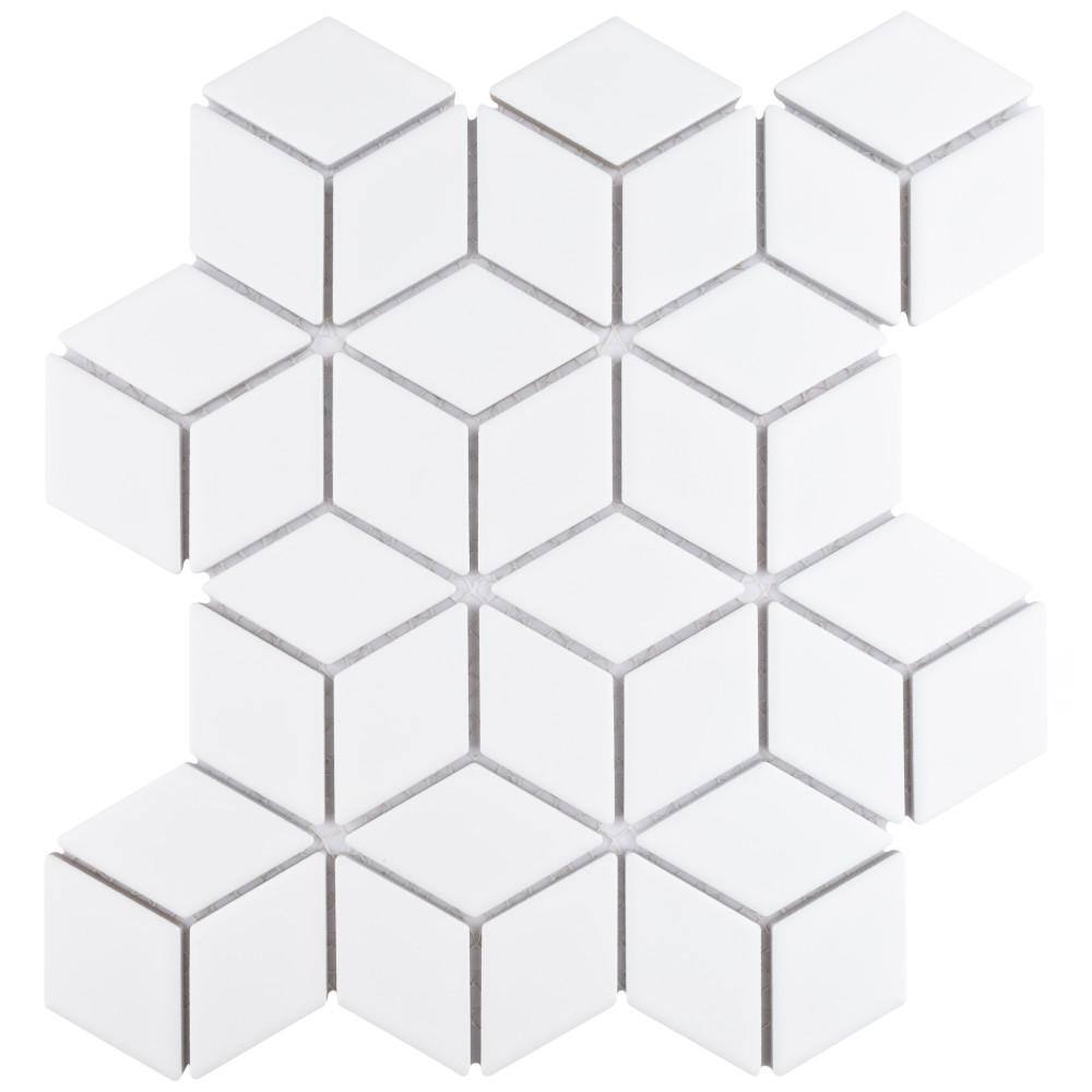 Hudson Rhombus Matte White 6 in. x 6 in. Porcelain Mosaic Take Home Tile Sample price history on PriceWatchPro